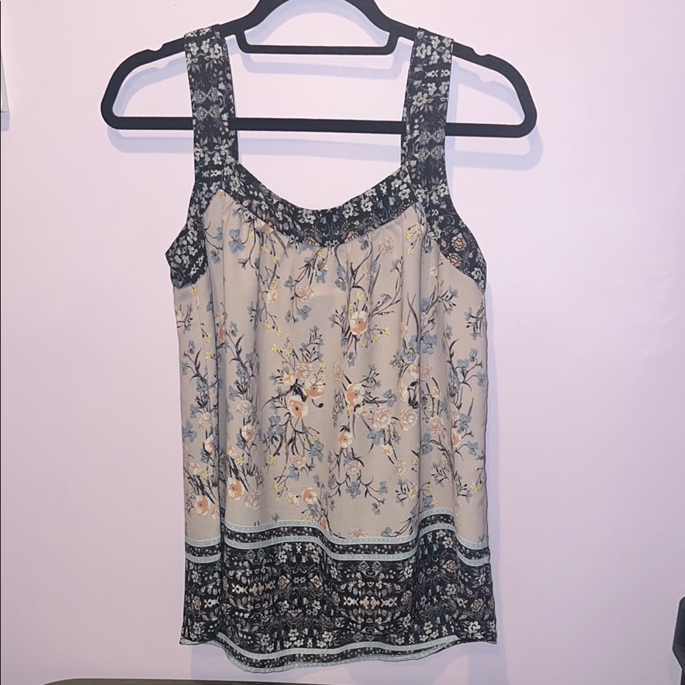 Knox Rose Vintage Floral Print‎ Women's Flowy Tank Top Size Small